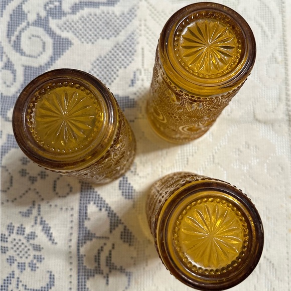 3 VINTAGE BROCKWAY GLASS AMERICAN CONCORD PATTERN AMBER 5 1/2" DRINKING GLASS - Picture 2 of 3
